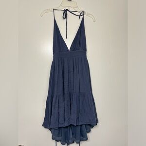 Windsor Blue Open Back Flowy Dress with Tie-able Staps!